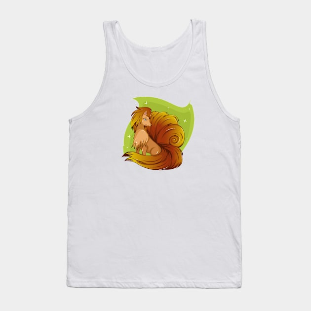 Cartoon six tailed orange fox Tank Top by klara_art